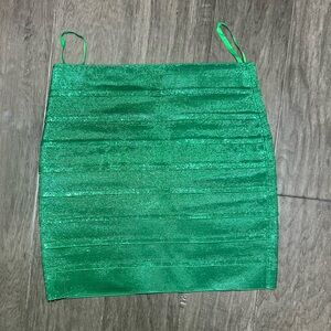 Green metallic mini skirt